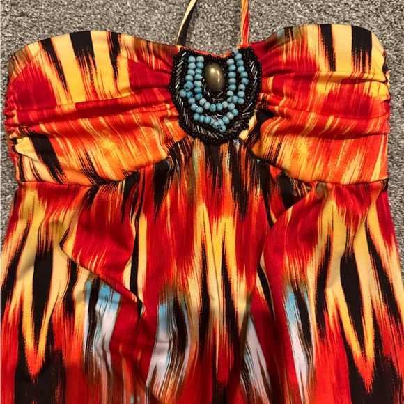 Vibrant Maxi Dress with Halter Neck - Picture 3 of 3